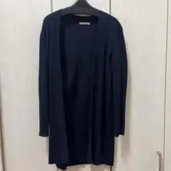 38）theory luxe 綿　カーディガン　ロング　ネイビーブラック　無地