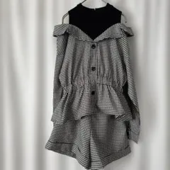 【セットアップ】CECIL McBEE チェック柄オフショルダー