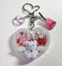 ♡ハンドメイド ハートシェイカー リボン ピンク ホワイト レジン 推し
