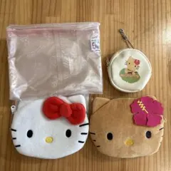 日焼けハローキティフェイス形ポーチ&ポーチチャーム