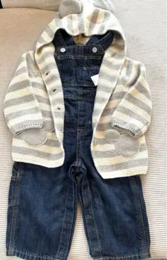 BabyGAPデニムオーバーオールディズニーミッキーカーディガンセット80cm⑦