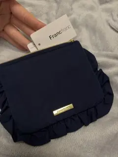 Francfranc ネイビー フリルポーチ
