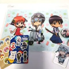 銀魂 万事屋セット 缶バッジ ステッカー クリアケース アクキー