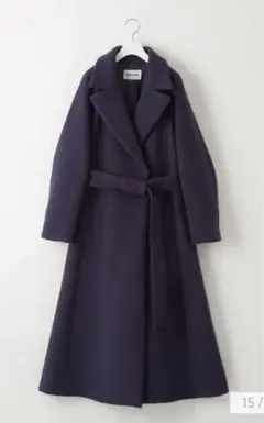 【交渉中】エメルリファインズ　ベルテッドフレアロングコート　ネイビーS