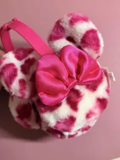 ディズニー ミニー イヤーマフ 耳当て 耳あて ヒョウ柄 ピンク リボン