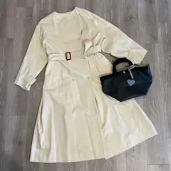 H BEAUTY&YOUTH ベージュ ロングトレンチコート　ベルト付き S