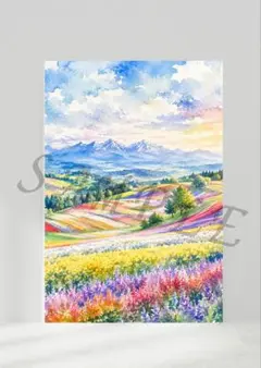 アクリル画 風景画 可愛い色の風景2026 -4 キャンバスアート - メルカリ