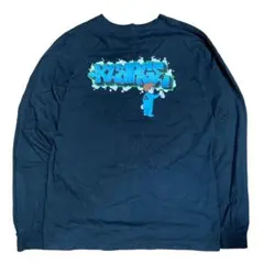 エクストララージ グラフィック プリント 長袖カットソー 黒 ロンT