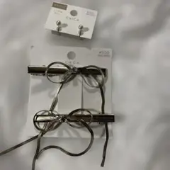 3coins リボンデザインヘアピン イヤリングセット