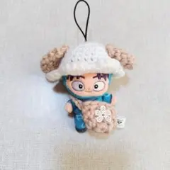 8cm　ほわぬい　忍たま　ぬい服　たれ耳　帽子　バッグ　セット　白＋薄茶