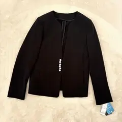 新品未使用　ホワイトジョーラ　ノーカラージャケット　パール　洗える　ブラック　S