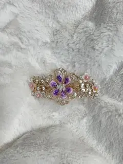 フラワークリスタルバレッタ ウエディング お呼ばれヘアアクセサリー