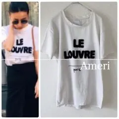 AMERI 「LE LOUVRE」ブラックモコモコ刺繍ロゴ切りっぱなしTシャツのサムネイル