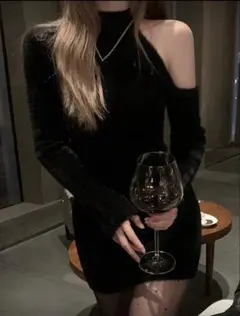 SHEIN オフショルダー ミニワンピース　セーター　ニット　オープンショルダー