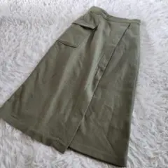 GU ジーユー スカート ロング ポケット ナローミディ カーキ タイト S