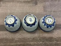 染付盃 3 點 康熙年製 清時代 中國古美術 煎茶道具