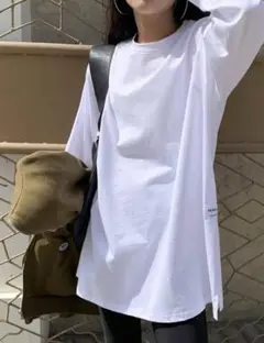 レディース 長袖 ロンT ロングtシャツ 無地 シンプル インナー スリット