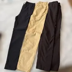 スリムフィット長ズボン 黒・ベージュ150サイズ3本セット