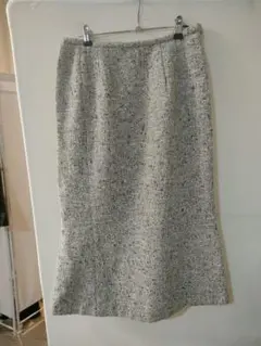 toujours de cuse グレー ツイード フレアロングスカート