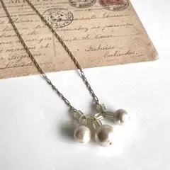 長さの変更可能です＊コットンパールとガラスビーズのネックレス 38➕5センチ