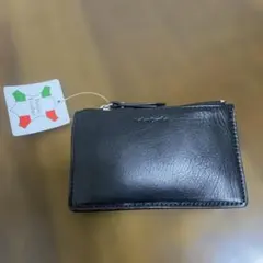 イタリア製 黒 レザー コインケース