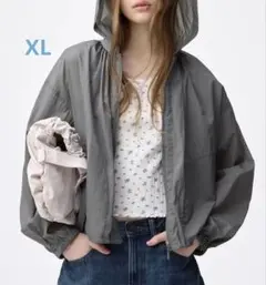 새상품*GU UV 컷 쉬어 후디 그레이 XL*