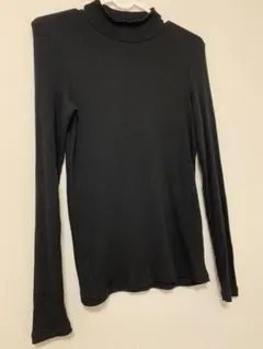 ユニクロ リブ ハイネック ニット 黒 Sサイズ