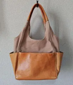◯zucchero filato◯ レザー キャンバス トートバッグ オークのサムネイル