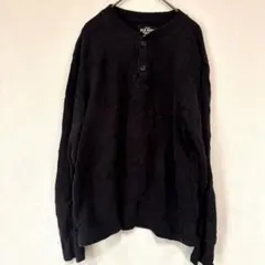 OLD NAVY 長袖カットソー ワッフル素材　シンプル【S】ブラック