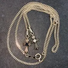 SV925 ダブルクロス ネックレス 両面ストーン 43cm 3点セット