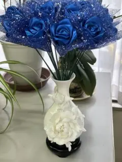 青いバラ　花瓶付き、20本のお値段