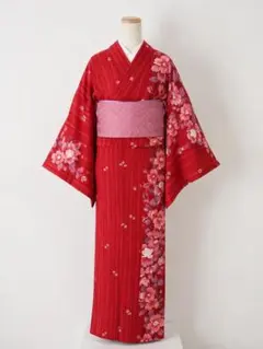 新品 凛花 赤花柄 レディース浴衣 小袋帯セット - メルカリ