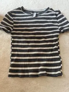 H&M リブ編み ストライプ Tシャツ XXS
