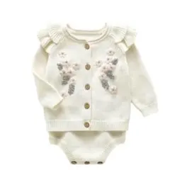 新品 花柄刺繍 ニットカーディガン&ロンパース セット Sam&LOULOUTE