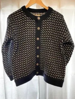 希少！L.L.Bean①　80'sバーズアイニットカーディガン　ノルウェー製　M