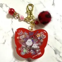 7087☆ シマエナガ　シェイカー　キーホルダー　レジン　ハンドメイド