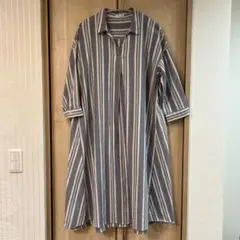 ストライプ柄 長袖シャツワンピース