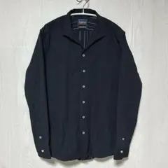 ニコルクラブ 襟ワイヤー スキッパー シャツ ストライプ 黒 y2k 48