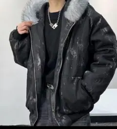 ファー付きフード ダウンジャケット 黒