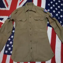 米軍放出品　M-37 ウールシャツ　実物　フルパッチ　WW2のサムネイル
