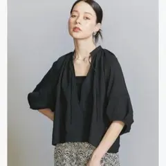 BEAUTY&YOUTH 麻ポリエステルスラブ Vネックチュニック