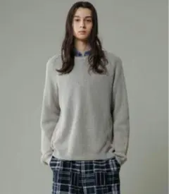 ADAM ET ROPÉ グレー リブ編みセーター