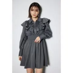 【rienda】フロントZIPシャツミニワンピース