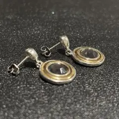 シルバー メッキ 円形 ピアス ブラック ゴールド 金