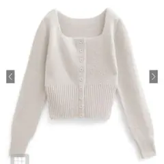 GRL アイボリー スクエアニットトップス tu152