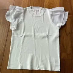 Andemiu 半袖ニット ホワイト フリル袖のサムネイル