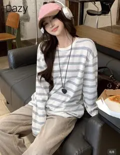 新品未使用 SHEIN Dazy ボーダー ドロップショルダー Tシャツ 長袖