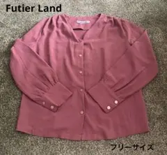 Futier Land Vネック ブラウス くすみピンク 長袖 Fのサムネイル
