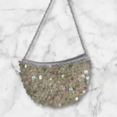 ビーズ装飾 パーティーバッグ ホワイト系