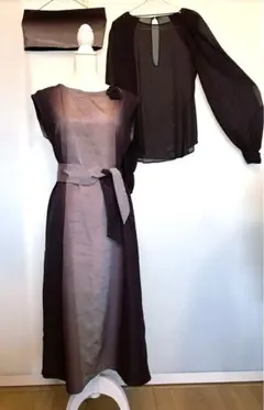 着物リメイク　ワンピース＋ブラウス　正絹　5点セット